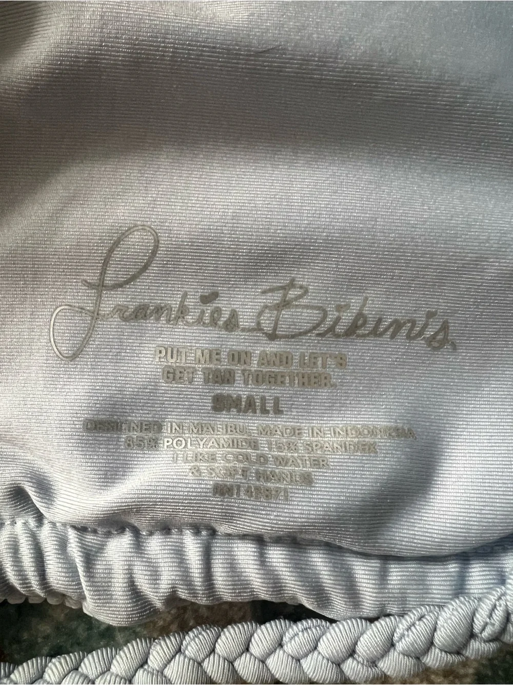 Frankies Bikinis Blue Ribbed Bikini Top Small